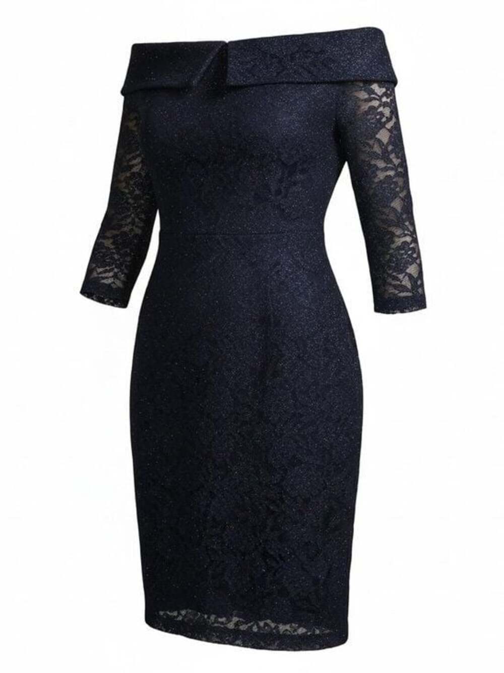 Off -the-Shoulder Knee Length Lace Dress - Picture 4 of 4